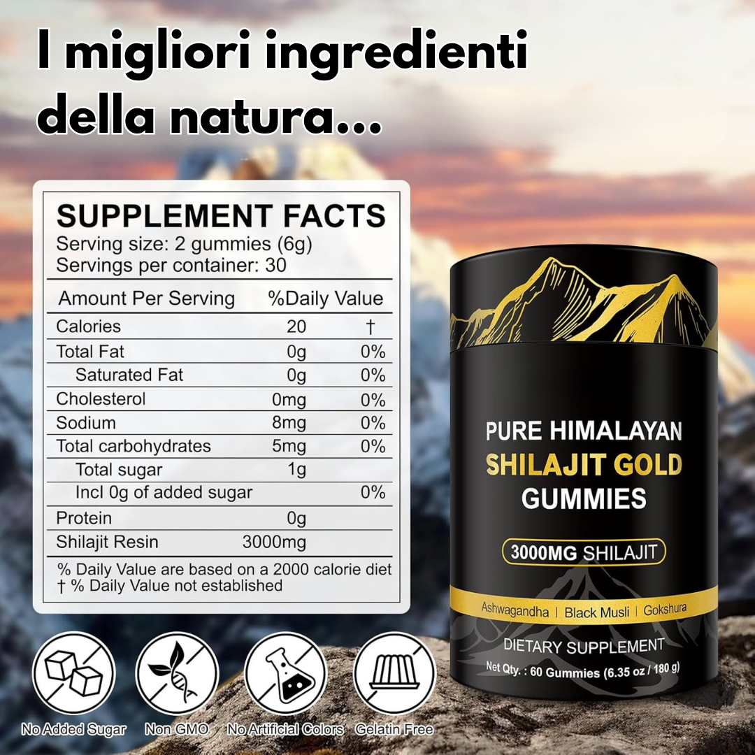 Shilajit Gold Gummies - 50g ⚡ Fonte di energia vitale dell'Himalaya