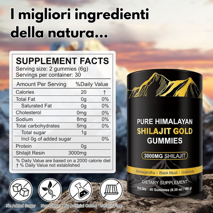 Shilajit Gold Gummies - 50g ⚡ Fonte di energia vitale dell'Himalaya